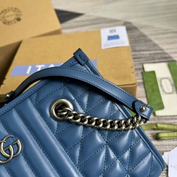 1:1 Replica Gucci Marmont Small Matelasse Tote Blue For Women, Women's Bags 26.5 in/10.4cm GG ‎‎675796 UM8BF 4340