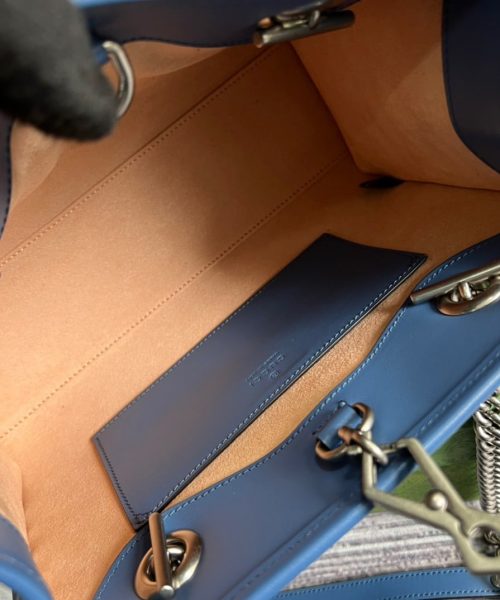 1:1 Replica Gucci Marmont Small Matelasse Tote Blue For Women, Women's Bags 26.5 in/10.4cm GG ‎‎675796 UM8BF 4340