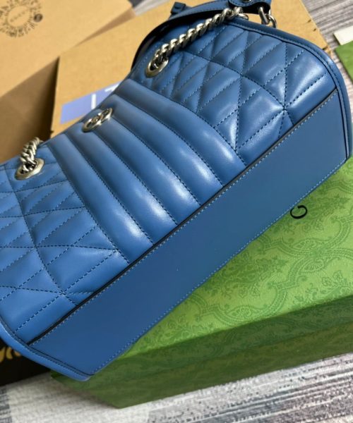 1:1 Replica Gucci Marmont Small Matelasse Tote Blue For Women, Women's Bags 26.5 in/10.4cm GG ‎‎675796 UM8BF 4340