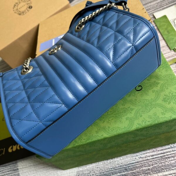1:1 Replica Gucci Marmont Small Matelasse Tote Blue For Women, Women's Bags 26.5 in/10.4cm GG ‎‎675796 UM8BF 4340