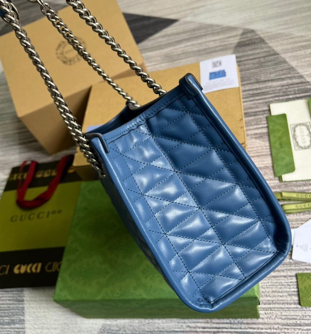 1:1 Replica Gucci Marmont Small Matelasse Tote Blue For Women, Women's Bags 26.5 in/10.4cm GG ‎‎675796 UM8BF 4340