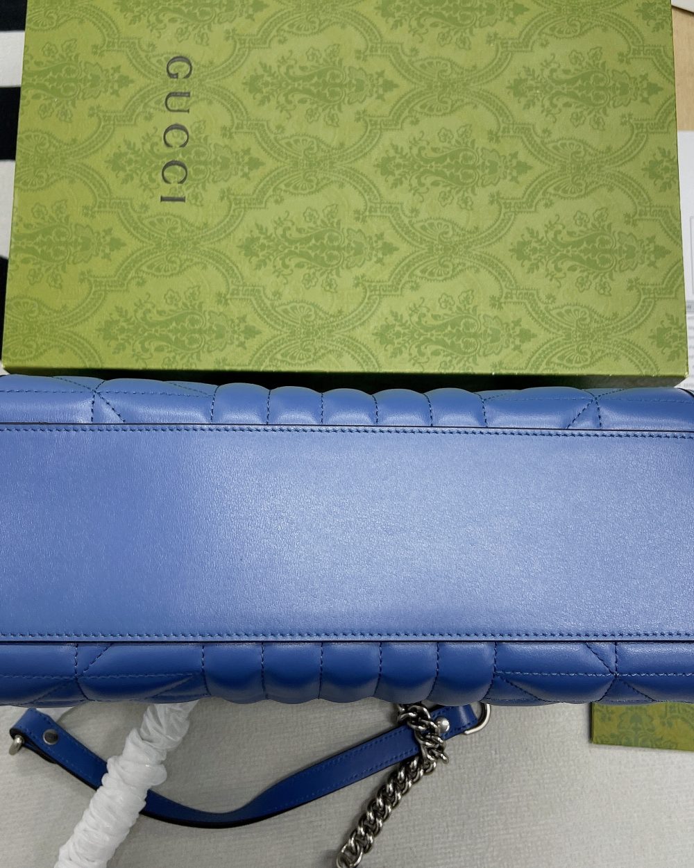 1:1 Replica Gucci Marmont Small Matelasse Tote Blue For Women, Women's Bags 26.5 in/10.4cm GG ‎‎675796 UM8BF 4340