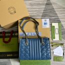 1:1 Replica Gucci Marmont Small Matelasse Tote Blue For Women, Women's Bags 26.5 in/10.4cm GG ‎‎675796 UM8BF 4340