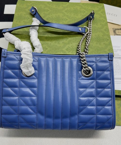 1:1 Replica Gucci Marmont Small Matelasse Tote Blue For Women, Women's Bags 26.5 in/10.4cm GG ‎‎675796 UM8BF 4340