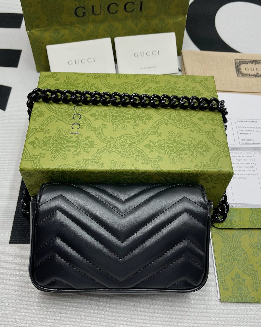 1:1 Replica Gucci Marmont Super Mini Bag Black For Women, Women's Bags 6.2in/17cm GG