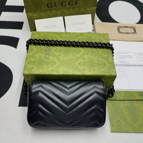 1:1 Replica Gucci Marmont Super Mini Bag Black For Women, Women's Bags 6.2in/17cm GG