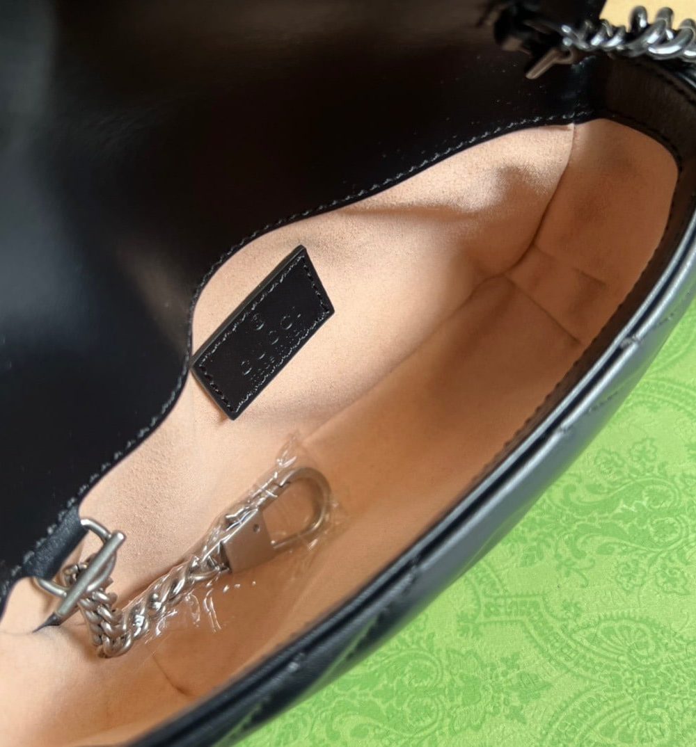 1:1 Replica Gucci Marmont Super Mini Bag Black For Women, Women's Bags 6.2in/17cm GG