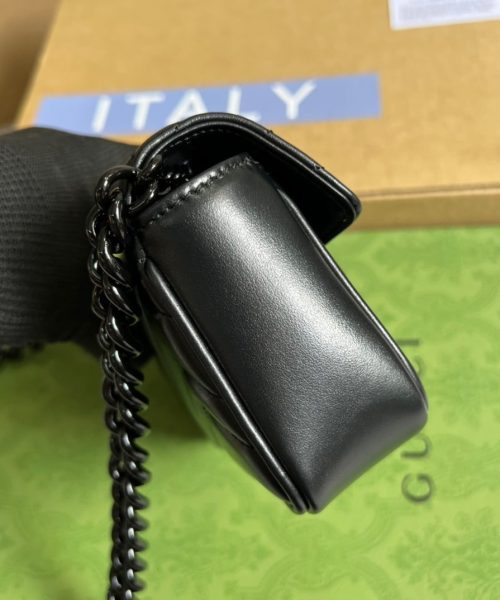 1:1 Replica Gucci Marmont Super Mini Bag Black For Women, Women's Bags 6.2in/17cm GG