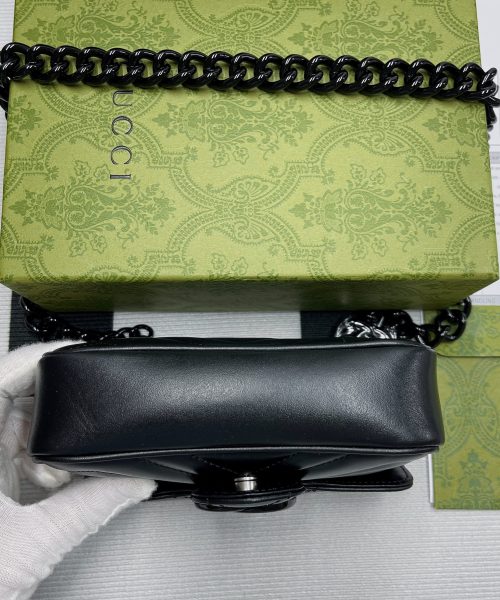 1:1 Replica Gucci Marmont Super Mini Bag Black For Women, Women's Bags 6.2in/17cm GG