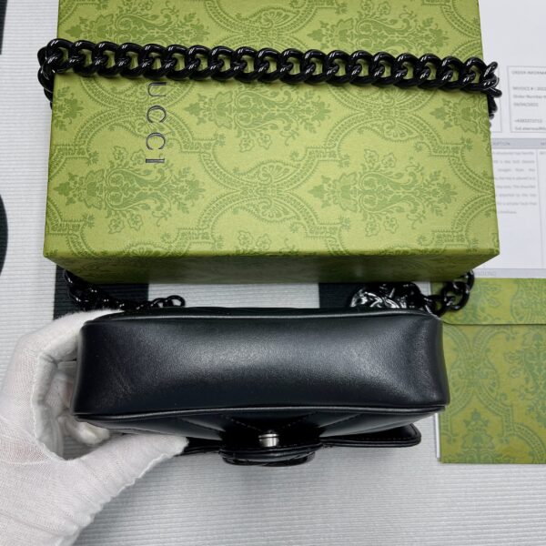 1:1 Replica Gucci Marmont Super Mini Bag Black For Women, Women's Bags 6.2in/17cm GG