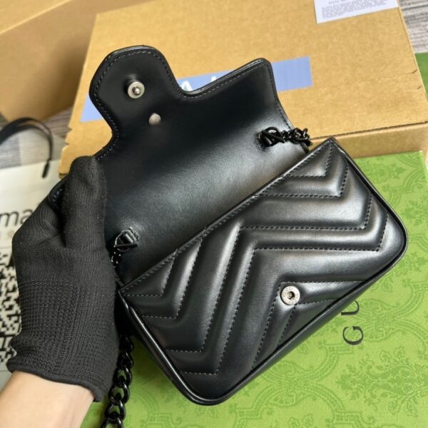 1:1 Replica Gucci Marmont Super Mini Bag Black For Women, Women's Bags 6.2in/17cm GG