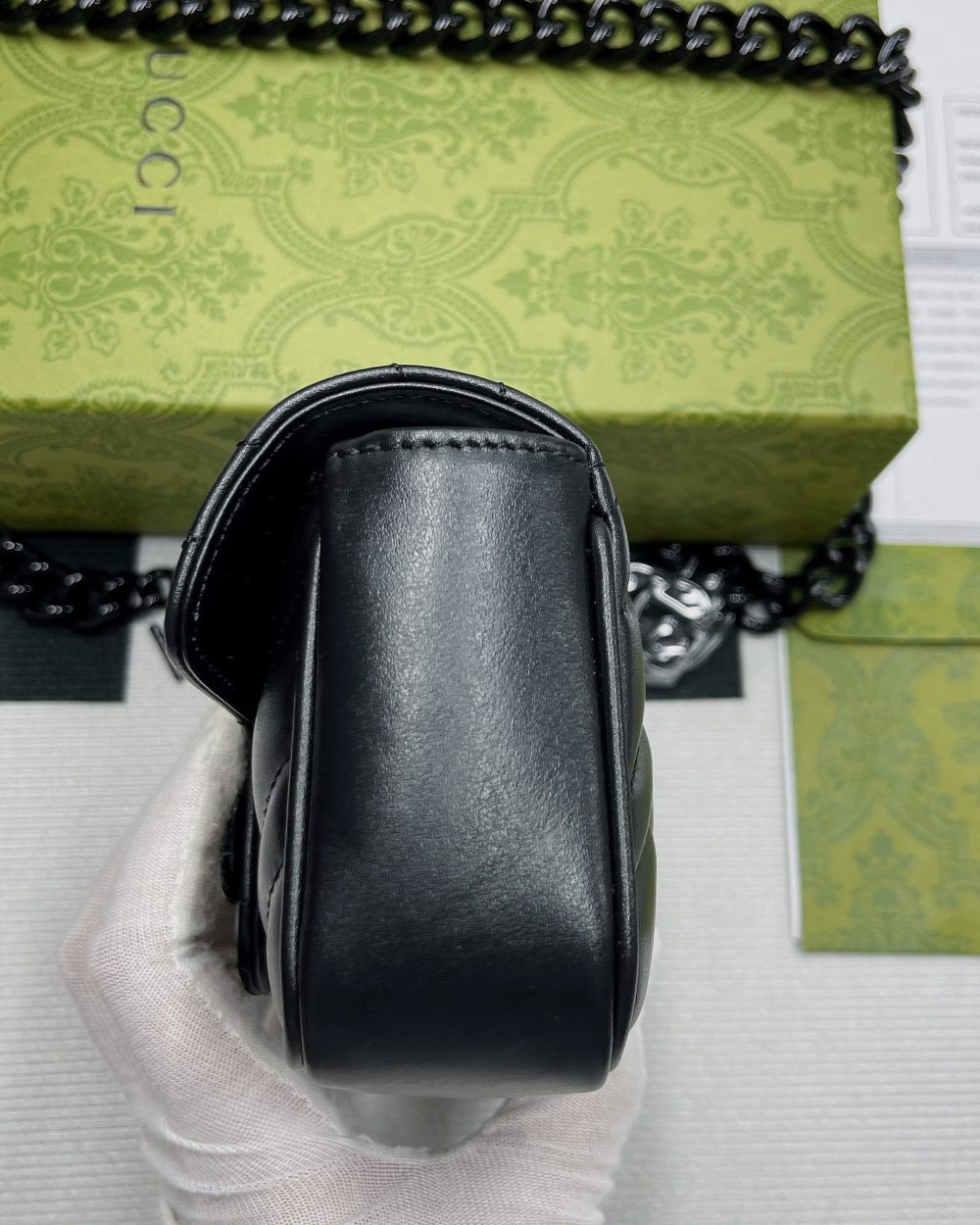 1:1 Replica Gucci Marmont Super Mini Bag Black For Women, Women's Bags 6.2in/17cm GG