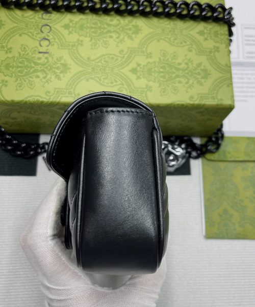 1:1 Replica Gucci Marmont Super Mini Bag Black For Women, Women's Bags 6.2in/17cm GG