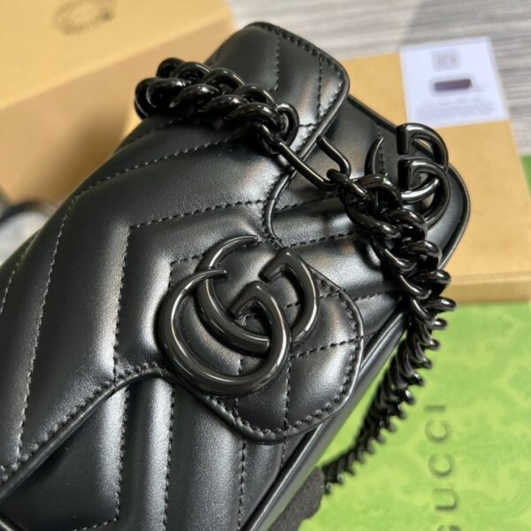 1:1 Replica Gucci Marmont Super Mini Bag Black For Women, Women's Bags 6.2in/17cm GG