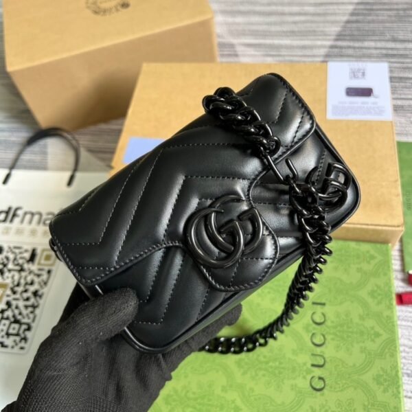 1:1 Replica Gucci Marmont Super Mini Bag Black For Women, Women's Bags 6.2in/17cm GG