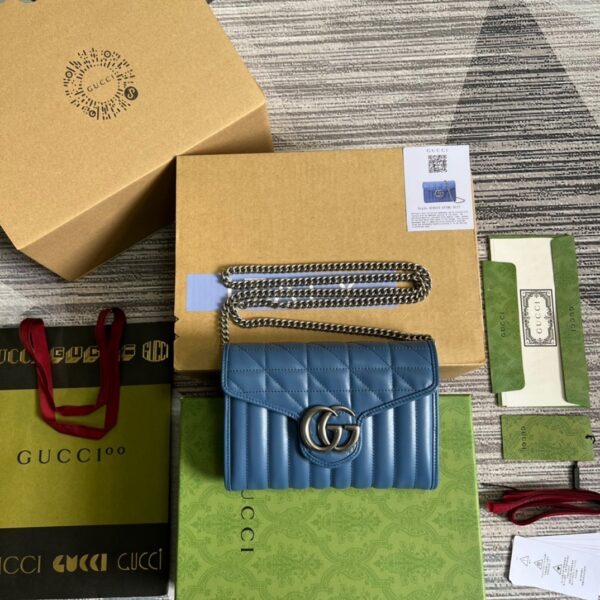 1:1 Replica Gucci Marmont Super Mini Bag Blue For Women, Women's Bags 6.2in/17cm GG 476433 DTD5F 4340