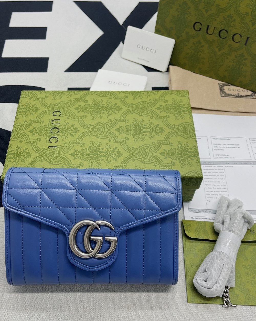 1:1 Replica Gucci Marmont Super Mini Bag Blue For Women, Women's Bags 6.2in/17cm GG 476433 DTD5F 4340