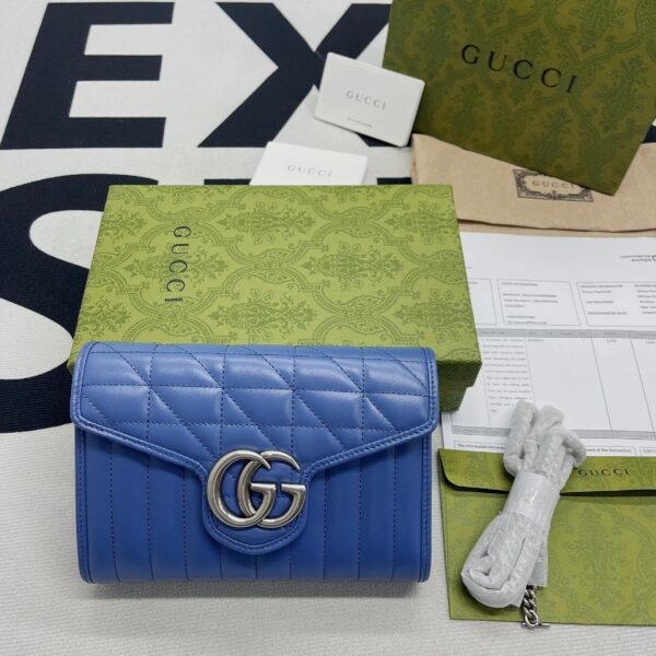 1:1 Replica Gucci Marmont Super Mini Bag Blue For Women, Women's Bags 6.2in/17cm GG 476433 DTD5F 4340