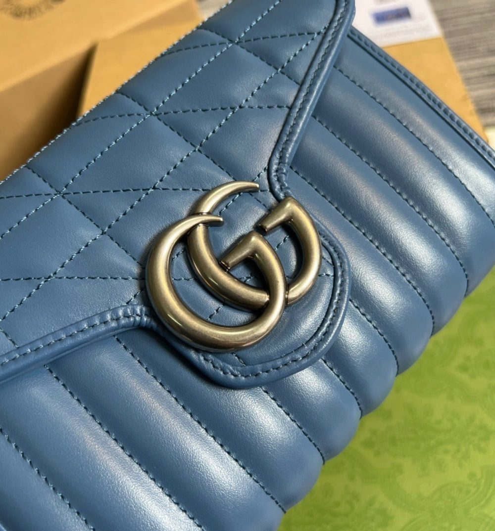 1:1 Replica Gucci Marmont Super Mini Bag Blue For Women, Women's Bags 6.2in/17cm GG 476433 DTD5F 4340