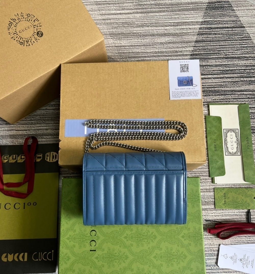 1:1 Replica Gucci Marmont Super Mini Bag Blue For Women, Women's Bags 6.2in/17cm GG 476433 DTD5F 4340