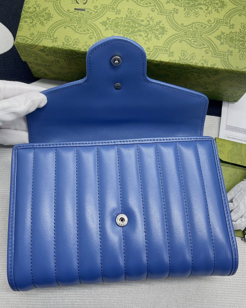 1:1 Replica Gucci Marmont Super Mini Bag Blue For Women, Women's Bags 6.2in/17cm GG 476433 DTD5F 4340