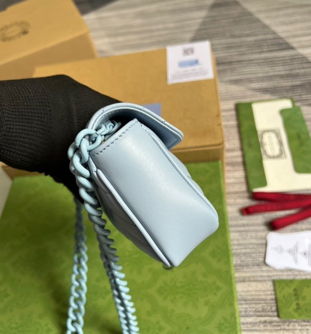 1:1 Replica Gucci Marmont Super Mini Bag Blue For Women, Women's Bags 6.2in/17cm GG