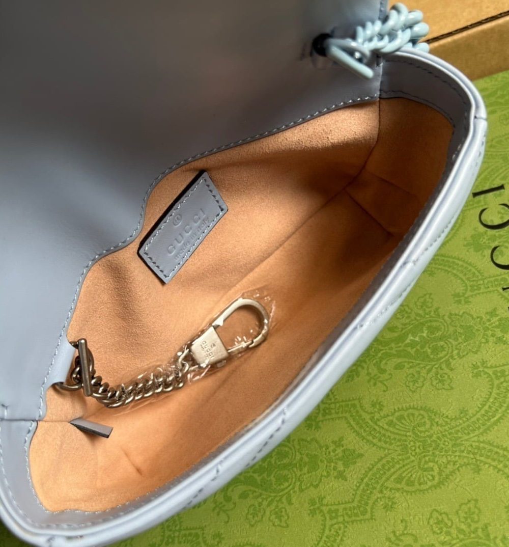 1:1 Replica Gucci Marmont Super Mini Bag Blue For Women, Women's Bags 6.2in/17cm GG