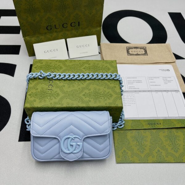 1:1 Replica Gucci Marmont Super Mini Bag Blue For Women, Women's Bags 6.2in/17cm GG