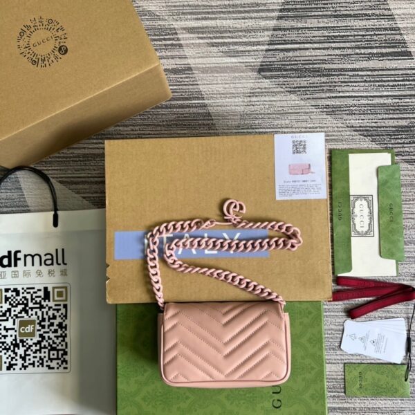 1:1 Replica Gucci Marmont Super Mini Bag Pink For Women, Women's Bags 6.2in/17cm GG