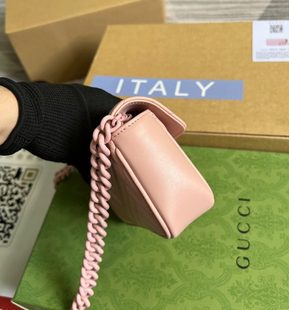 1:1 Replica Gucci Marmont Super Mini Bag Pink For Women, Women's Bags 6.2in/17cm GG