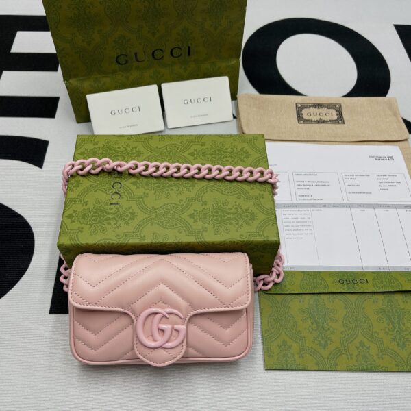 1:1 Replica Gucci Marmont Super Mini Bag Pink For Women, Women's Bags 6.2in/17cm GG