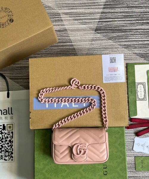 1:1 Replica Gucci Marmont Super Mini Bag Pink For Women, Women's Bags 6.2in/17cm GG