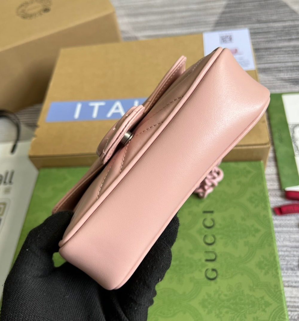 1:1 Replica Gucci Marmont Super Mini Bag Pink For Women, Women's Bags 6.2in/17cm GG