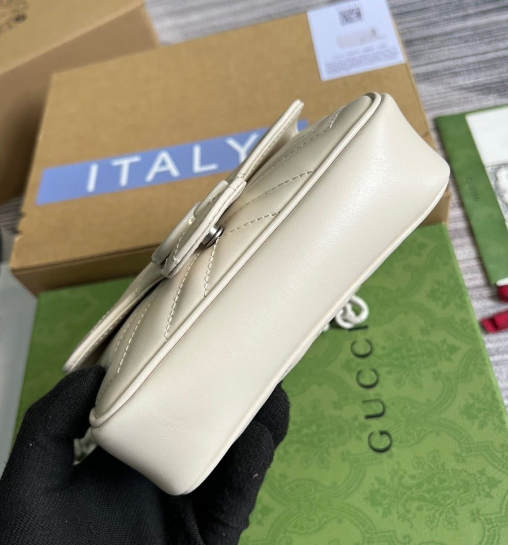 1:1 Replica Gucci Marmont Super Mini Bag White For Women, Women's Bags 6.2in/17cm GG