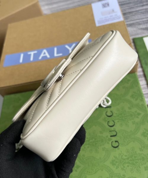 1:1 Replica Gucci Marmont Super Mini Bag White For Women, Women's Bags 6.2in/17cm GG