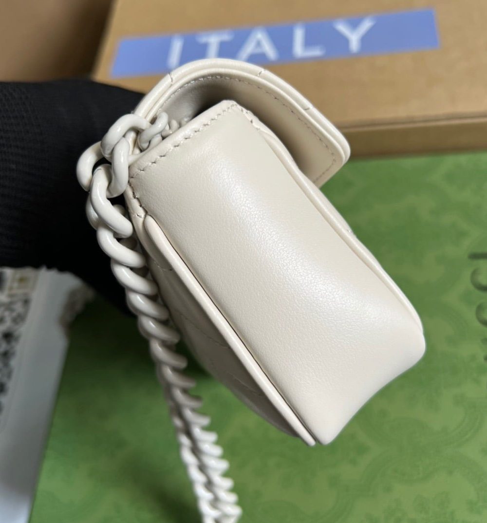 1:1 Replica Gucci Marmont Super Mini Bag White For Women, Women's Bags 6.2in/17cm GG
