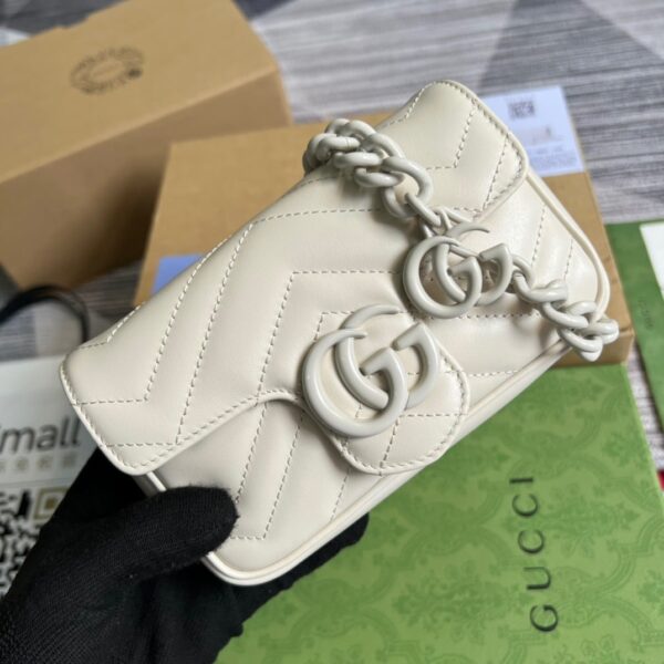 1:1 Replica Gucci Marmont Super Mini Bag White For Women, Women's Bags 6.2in/17cm GG