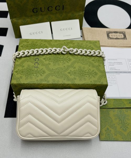 1:1 Replica Gucci Marmont Super Mini Bag White For Women, Women's Bags 6.2in/17cm GG