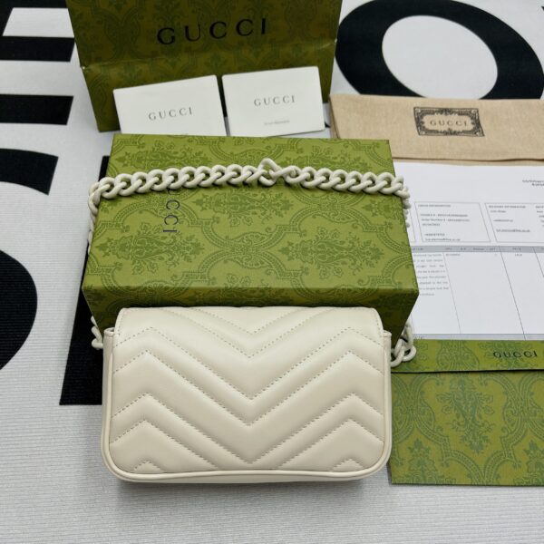 1:1 Replica Gucci Marmont Super Mini Bag White For Women, Women's Bags 6.2in/17cm GG