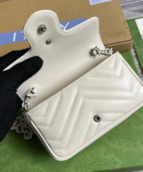 1:1 Replica Gucci Marmont Super Mini Bag White For Women, Women's Bags 6.2in/17cm GG