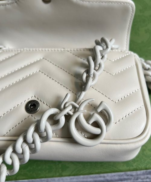 1:1 Replica Gucci Marmont Super Mini Bag White For Women, Women's Bags 6.2in/17cm GG