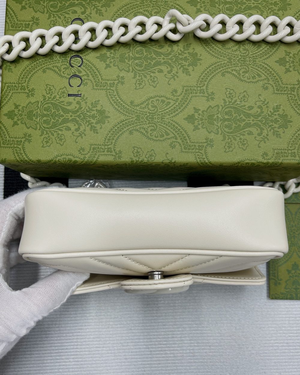 1:1 Replica Gucci Marmont Super Mini Bag White For Women, Women's Bags 6.2in/17cm GG