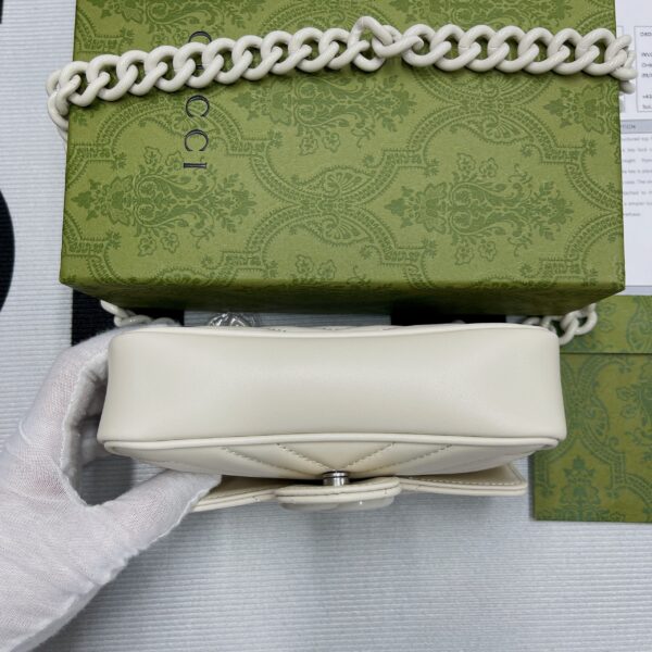 1:1 Replica Gucci Marmont Super Mini Bag White For Women, Women's Bags 6.2in/17cm GG