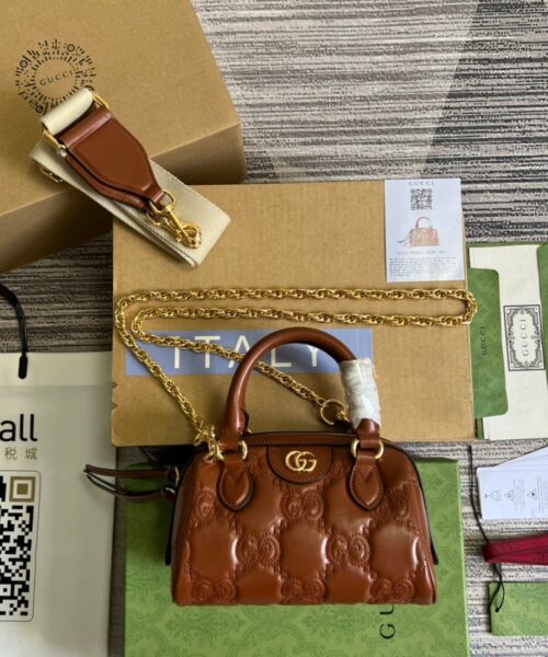 1:1 Replica Gucci Matelassé Top Handle Bag Red For Women, Women's Bags 7.5in/19cm GG