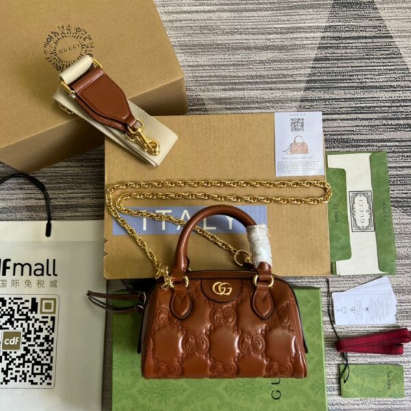 1:1 Replica Gucci Matelassé Top Handle Bag Red For Women, Women's Bags 7.5in/19cm GG