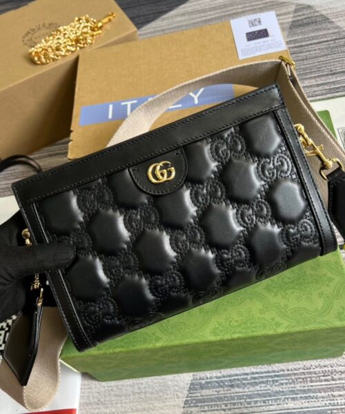 1:1 Replica Gucci Matelasse Shoulder Bag Black For Women, Women's Bags 10.2in/26cm GG