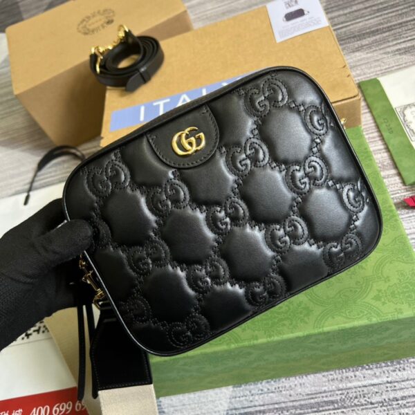 1:1 Replica Gucci Matelasse Shoulder Bag Black For Women, Women's Bags 8.5in/22cm GG 702234 UM8HG 1046