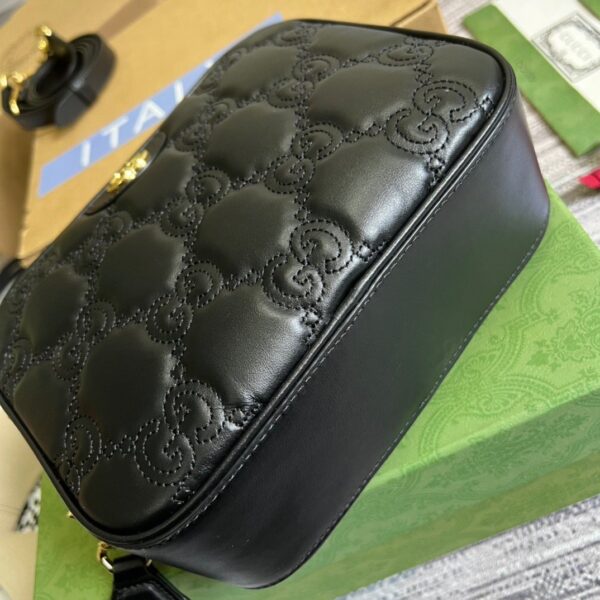 1:1 Replica Gucci Matelasse Shoulder Bag Black For Women, Women's Bags 8.5in/22cm GG 702234 UM8HG 1046