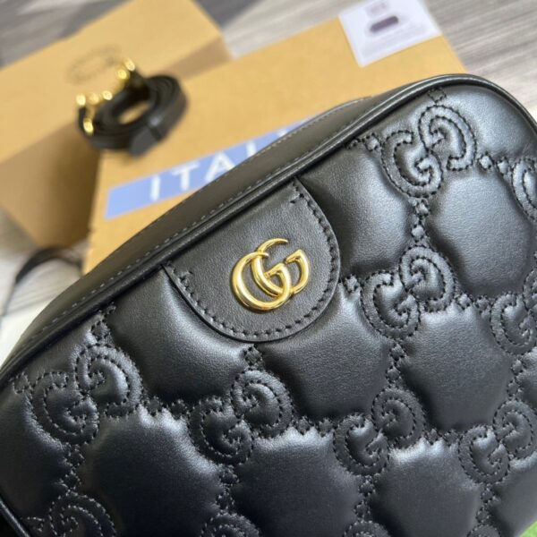 1:1 Replica Gucci Matelasse Shoulder Bag Black For Women, Women's Bags 8.5in/22cm GG 702234 UM8HG 1046