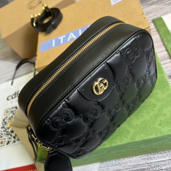 1:1 Replica Gucci Matelasse Shoulder Bag Black For Women, Women's Bags 8.5in/22cm GG 702234 UM8HG 1046